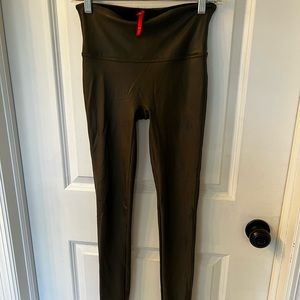 Spanx Olive Green Shine Faux Leather Legging